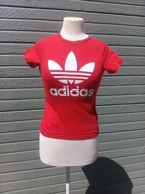 Adidas Red Trefoil Logo Tee